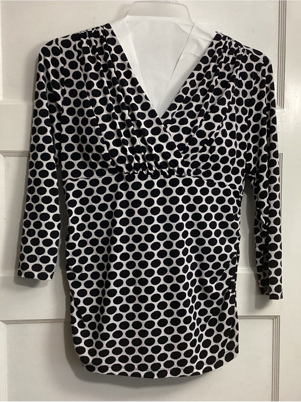 Sunny Leigh Black & White Polka Dot V-Neck Empire Tunic